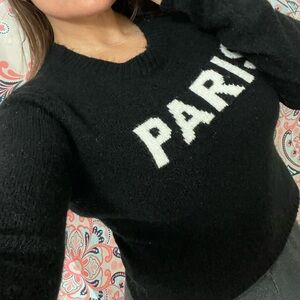 Vintage No Boundaries Black Soft & Cozy PARIS Sweater